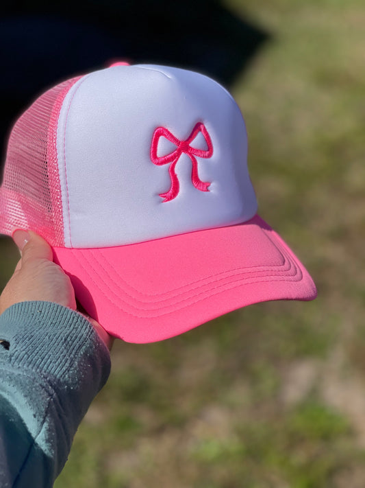 Bow embroidered trucker hat