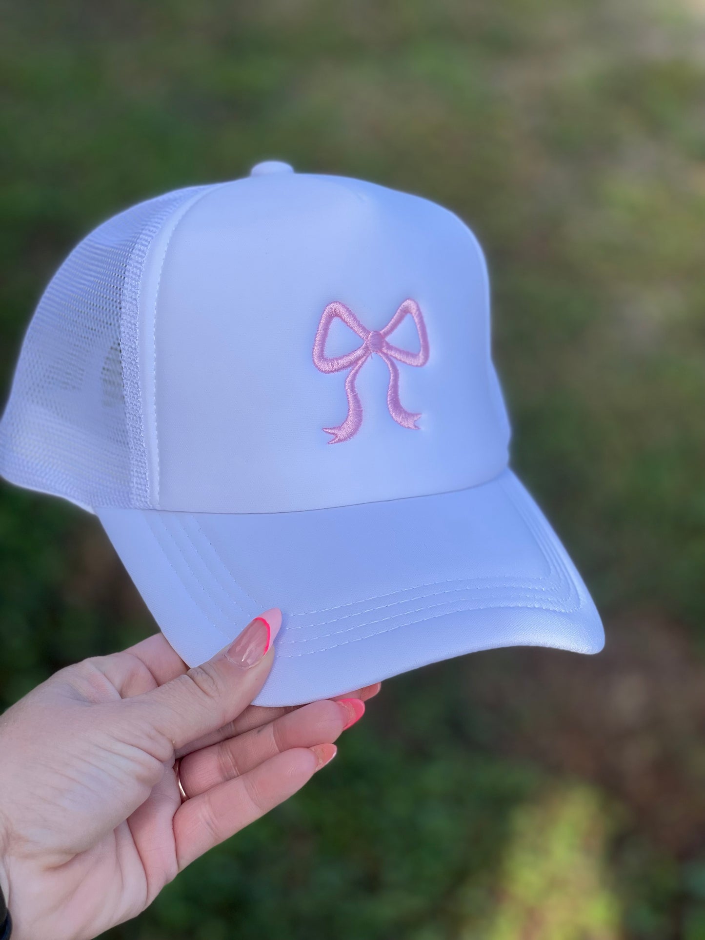 Bow embroidered trucker hat