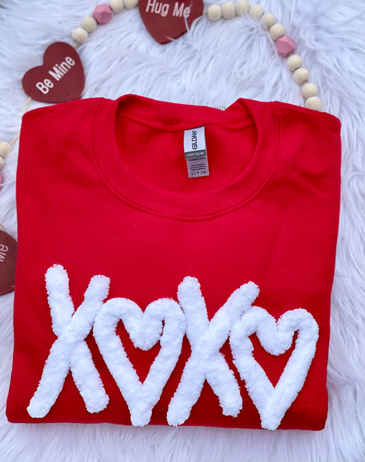 XOXO Chenille Yarn Embroidered Valentine’s Day Sweatshirt