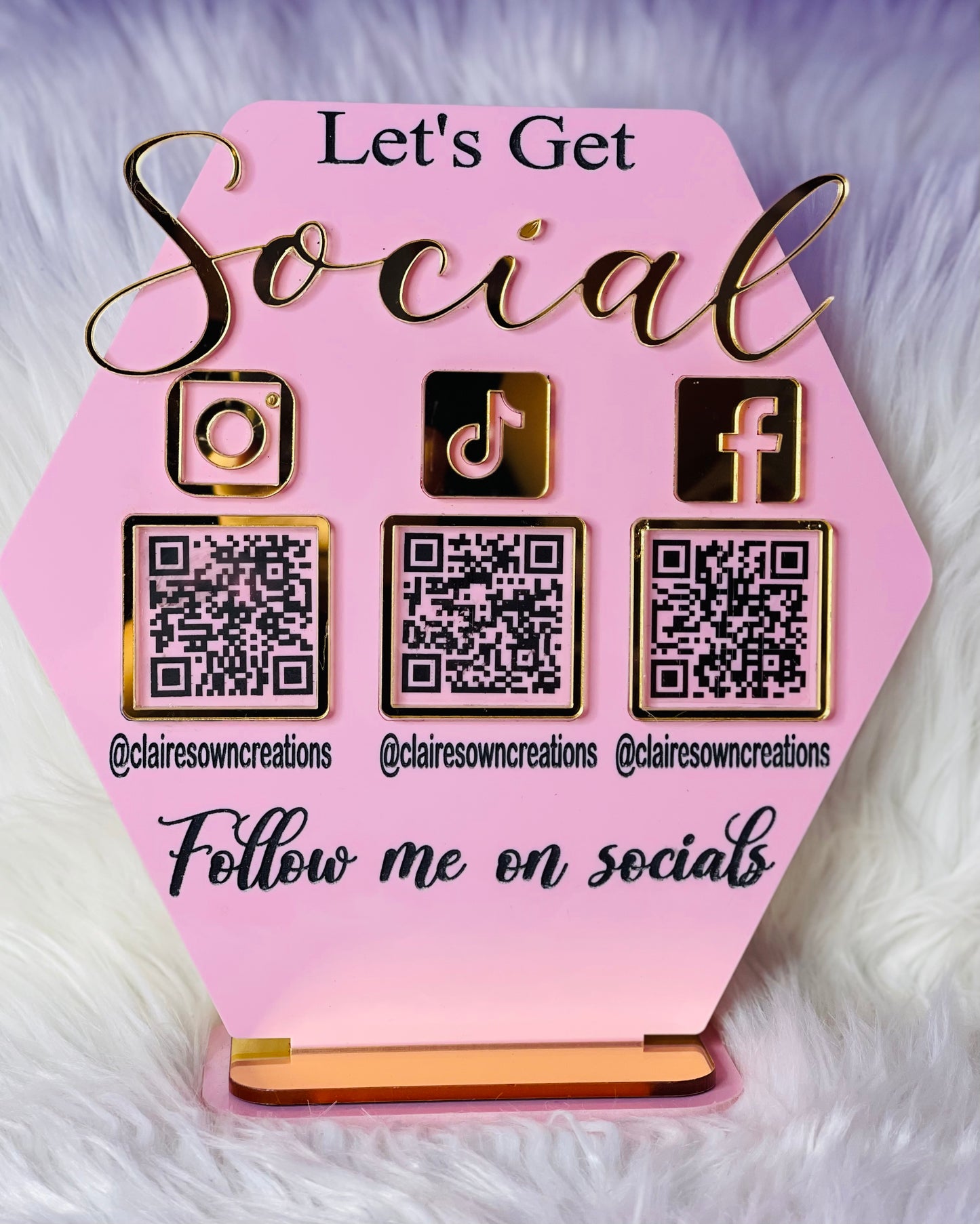 Triple Icon and QR Code Instagram Business Social Media Sign